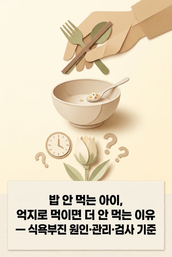 밥 안 먹는 아이, 억지로 먹이면 더 안 먹는 이유 — 식욕부진 원인·관리·검사 기준